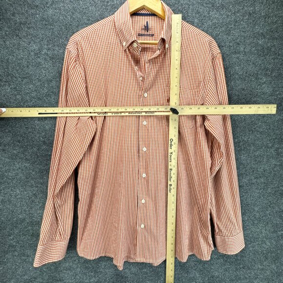 **SOLD**Johnnie O Shirt Mens Large Orange White Button Down Gingham - Picture 8 of 16